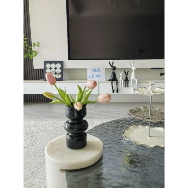 Lọ hoa thủy tinh thắt eo đẹp mắt - Decor phòng khách, giá ưu đãi 59.000₫