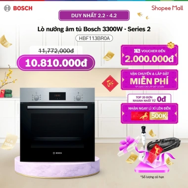 Lò nướng âm tủ Bosch HBF113BR0A 66L 3.300W Series 2 - Hàng chính hãng, giá 9.4M, Voucher Shopee 3TR 1 Lò nướng âm tủ Bosch HBF113BR0A 66L 3.300W Series 2 - Hàng chính hãng, giá 9.4M, Voucher Shopee 3TR 1