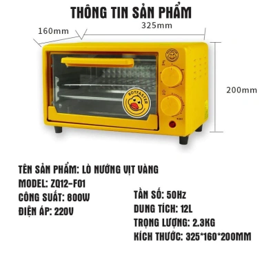 Lò nướng mini Vịt vàng G.DUCK 12L 800W - Nướng bánh mì, thịt nhanh, phù hợp gia đình nhỏ - Giá chỉ 339.000 VND 9