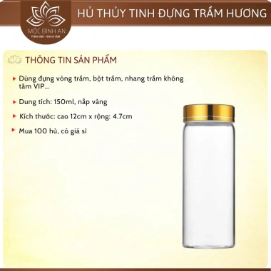 Lọ thủy tinh trong suốt đựng vòng trầm hương, nhang không tăm - Mộc Bình An 9.900 VND