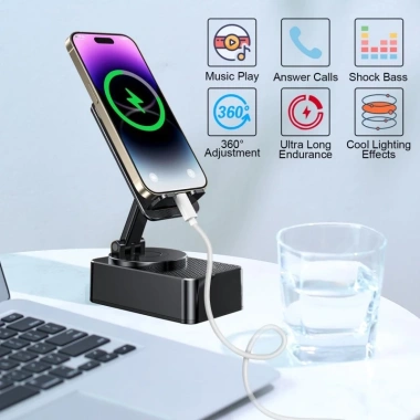 Loa Bluetooth 3 trong 1 pin dự phòng, giá đỡ điện thoại chống trượt gập gọn - 123.500₫ 3