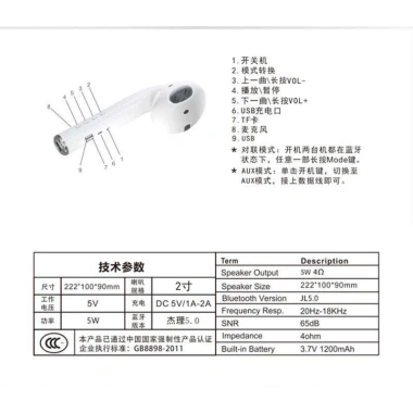 Loa Bluetooth 5.0 Không Dây Hình Chiếc Tai Nghe Màu Trơn Kích Thước Lớn Giá 119.000 VND 9