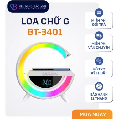 Loa Bluetooth BT3.401 Chữ G Sạc Không Dây Đồng Hồ Báo Thức RGB Trang Trí Siêu Sale 89k Loa Bluetooth BT3.401 Chữ G Sạc Không Dây Đồng Hồ Báo Thức RGB Trang Trí Siêu Sale 89k