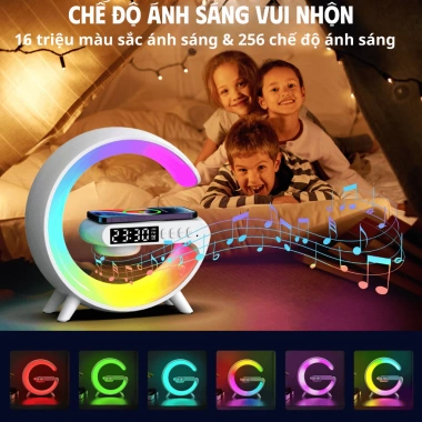 Loa Bluetooth Chữ G 15W sạc không dây, đồng hồ, âm thanh vòm 360° 115k 6