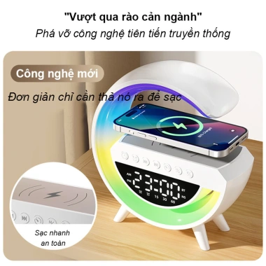Loa Bluetooth Chữ G - đồng hồ báo thức, LED nhạy nhạc, sạc không dây - 134.442₫ 6