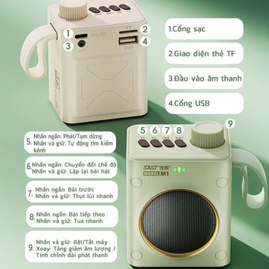 Loa Bluetooth di động SASION - Thời gian dùng lâu, hỗ trợ AUX, USB, thẻ nhớ, radio, 329.000đ