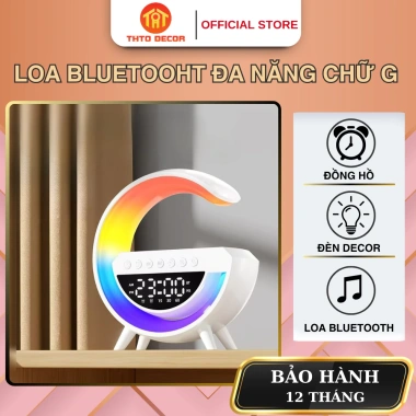 Loa Bluetooth G THTO Sạc không dây Đồng hồ báo thức Đèn ngủ LED RGB Decor 189k