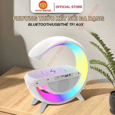 Loa Bluetooth G THTO Sạc không dây Đồng hồ báo thức Đèn ngủ LED RGB Decor 189k