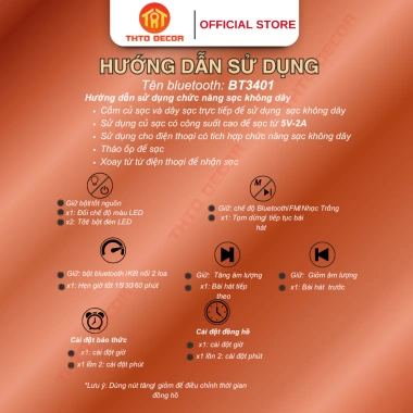 Loa Bluetooth G THTO Sạc không dây Đồng hồ báo thức Đèn ngủ LED RGB Decor 189k