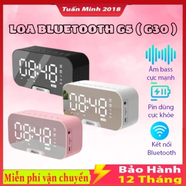 Loa Bluetooth G5 cao cấp: âm thanh chất lượng, đồng hồ báo thức, FM, đèn LED - 19.994₫