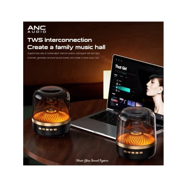 Loa Bluetooth Glass 5 Bass 10W - Âm Thanh Vòm, LED RGB, Không Dây, Giá 100k