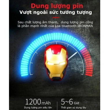 Loa Bluetooth Iron Man âm chuẩn bass mạnh, đèn LED, hỗ trợ USB thẻ nhớ - 45.000đ