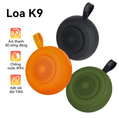 Loa Bluetooth IZZY K9 6.0 Bass mạnh TWS IPX4 Pin 22h Hỗ trợ thẻ nhớ Giá 198.000đ