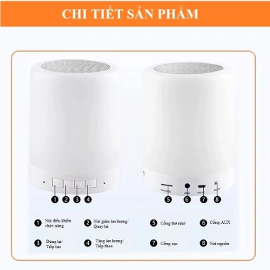 Loa Bluetooth Không Dây 2in1 Đèn Ngủ LED Đổi Màu Theo Nhạc - 70,000 VND