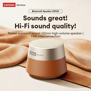 Loa Bluetooth Lenovo HD103 TWS Hi-Fi Stereo - Pin dung lượng lớn, Bluetooth 5.4, âm thanh sống động, di động