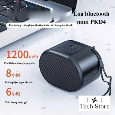 Loa Bluetooth Mini PKD4 Bass Mạnh, Pin Lâu, Hỗ Trợ Thẻ Nhớ, USB và Kết Nối Dây PC 2