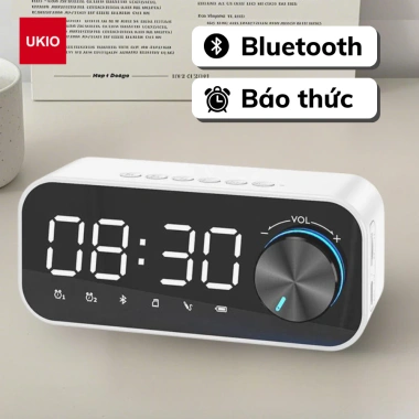 Loa Bluetooth UKIO đồng hồ LCD, âm thanh sinh động, đèn LED, 2 báo thức – Giá chỉ 319.000₫