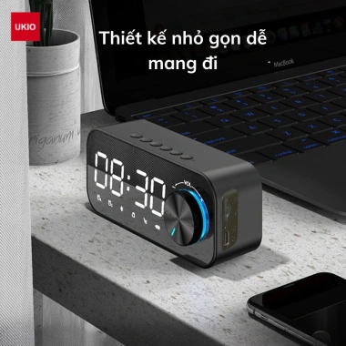 Loa Bluetooth UKIO đồng hồ LCD, âm thanh sinh động, đèn LED, 2 báo thức – Giá chỉ 319.000₫