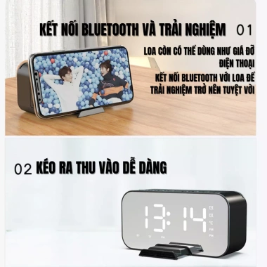 Loa Bluetooth và Đồng hồ báo thức màn hình gương LED, FM Radio Giá chỉ 119.000₫ 4 Loa Bluetooth và Đồng hồ báo thức màn hình gương LED, FM Radio Giá chỉ 119.000₫ 4