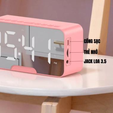 Loa Bluetooth và Đồng hồ báo thức màn hình gương LED, FM Radio Giá chỉ 119.000₫