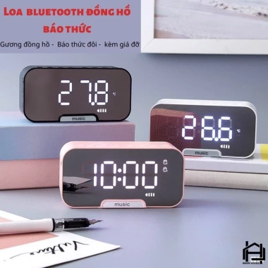 Loa đồng hồ đa chức năng HSON Bluetooth mini, báo thức, FM, LED tráng gương – 189.000đ
