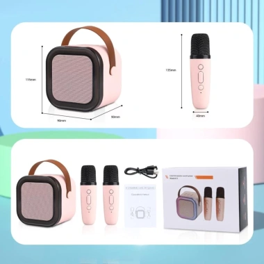 Loa karaoke mini cho bé – Bluetooth, 2 mic không dây, karaoke luxni, giá chỉ 99.750₫