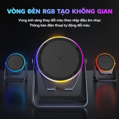 Loa không dây cảm ứng Bluetooth - Giá đỡ đa năng, sạc, đèn không gian - chỉ 85.000₫ 2