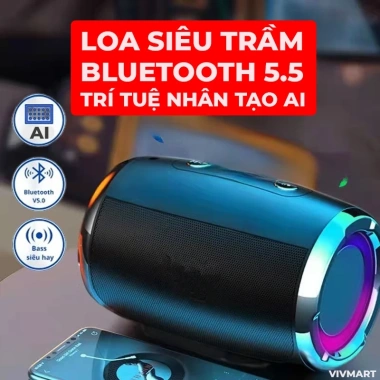Loa Siêu Trầm Bluetooth 5.0 AI Thông Minh, Âm Thanh Vượt Trội - Giá 229.500₫