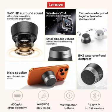 Loa từ tính Lenovo HD103Pro TWS Bluetooth 5.4 Hi-Fi Stereo IPX5, giá đỡ điện thoại, chống nước 296.100 VND