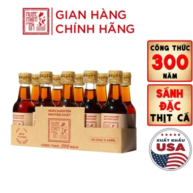 Lốc 10 chai 40N 60ml thủy tinh - Nước mắm Tĩn Mini du lịch Đạm Rin nguyên chất, truyền thống, chỉ 250k