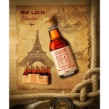 Lốc 10 chai 40N 60ml thủy tinh - Nước mắm Tĩn Mini du lịch Đạm Rin nguyên chất, truyền thống, chỉ 250k