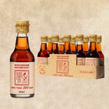 Lốc 10 chai 40N 60ml thủy tinh - Nước mắm Tĩn Mini du lịch Đạm Rin nguyên chất, truyền thống, chỉ 250k