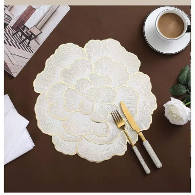 Lót bàn ăn PVC phong cách Bắc Âu hoa mẫu đơn, trang trí sáng tạo, giá chỉ 25.000₫