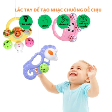 Lục lạc Babysun 7 Món cho Bé sơ sinh 0-6 tháng - Xúc xắc phát triển giác quan, vận động tinh, giảm giá 20k 5