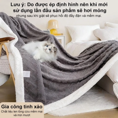 LUMOO Chăn lông cừu 1m8×2m - Chăn văn phòng làm ấm nhanh mùa đông, 169.000₫ 2