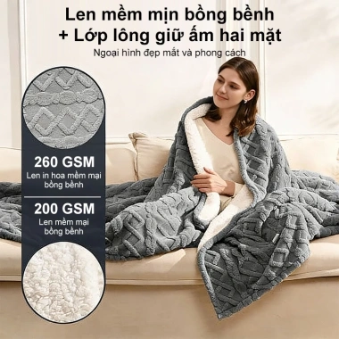 LUMOO Chăn lông cừu 1m8×2m - Chăn văn phòng làm ấm nhanh mùa đông, 169.000₫ 6