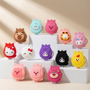 Lược xếp gọn mini 2in1 có gương và móc treo khóa balo, tiện lợi du lịch