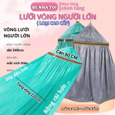 Lưới võng lớn dây mịn, cán thép 60cm khổ rộng - phù hợp máy đưa võng, giảm 23%