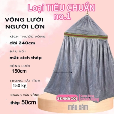 Lưới võng lớn dây mịn, cán thép 60cm khổ rộng - phù hợp máy đưa võng, giảm 23%
