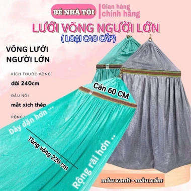 Lưới võng lớn dây mịn, cán thép 60cm khổ rộng - phù hợp máy đưa võng, giảm 23%