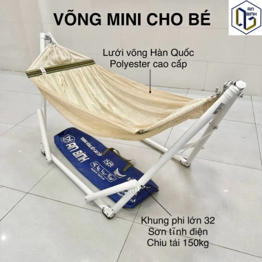 Lưới Võng Mini Bé Không Khung An Bình Chất Liệu Xuất Khẩu Móc Xích Lớn Chịu Tải 200Kg Giá Ưu Đãi 110.500 VND 3 Lưới Võng Mini Bé Không Khung An Bình Chất Liệu Xuất Khẩu Móc Xích Lớn Chịu Tải 200Kg Giá Ưu Đãi 110.500 VND 3