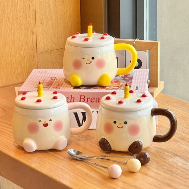 Ly cốc sứ 400ml dễ thương không kèm muỗng - Quà tặng sinh nhật gốm, giảm giá 112.000 2