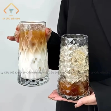 Ly cốc thủy tinh dáng tháp họa tiết kim cương lượn sóng 480-500ml cho sinh tố và nước ép - Giá chỉ 26.000 VND 6