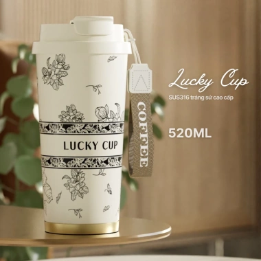 Ly giữ nhiệt 520ml Inox 316 phủ gốm ceramic + lõi lọc trà, ống hút Big Car - Giá chỉ 200k