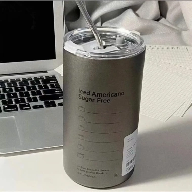 Ly Giữ Nhiệt Americano Inox 304 600ml Đúc Liền Cao Cấp, Nắp Đậy và Ống Hút Tặng 10
