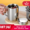 Ly Inox 304 Nắp Đậy và Tay Cầm Chống Trượt 200-400ml - Đồ Uống Cà Phê và Nước
