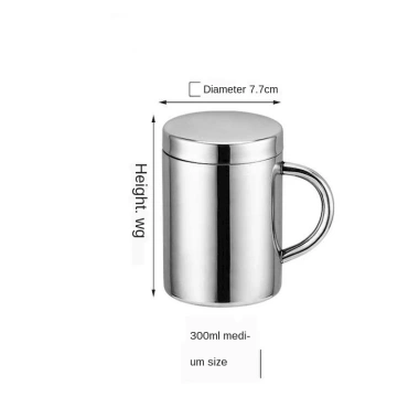 Ly Inox 304 Nắp Đậy và Tay Cầm Chống Trượt 200-400ml - Đồ Uống Cà Phê và Nước