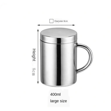 Ly Inox 304 Nắp Đậy và Tay Cầm Chống Trượt 200-400ml - Đồ Uống Cà Phê và Nước