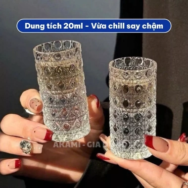 Ly rượu thủy tinh 20ml cao cấp kim cương - Phù hợp rượu Tây & Việt, giá ưu đãi 62k