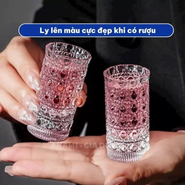 Ly rượu thủy tinh 20ml cao cấp kim cương - Phù hợp rượu Tây & Việt, giá ưu đãi 62k